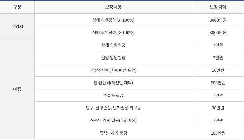 한부모 가정 의료보험 2기 보장내용