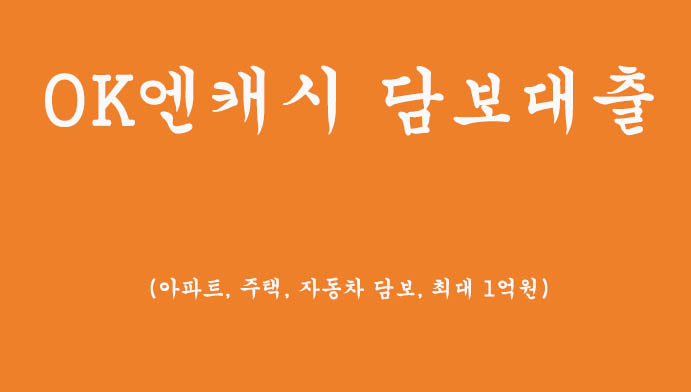 OK엔캐시 담보대출(아파트, 주택, 자동차 담보, 최대 1억원) 신청하기