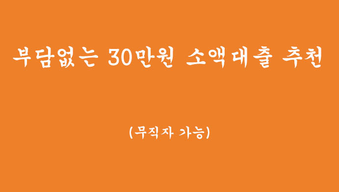 급전이 필요할때! 30만원 소액대출 Best 6(무직자, 대학생 등)