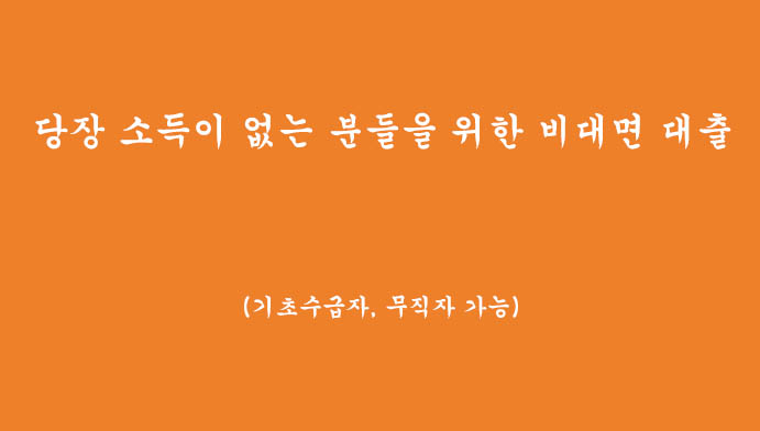당장 소득이 없는 기초수급자 및 무직자분들도 비대면 대출 가능한곳 Best 5