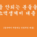 대부업조차 안되는 분들을 위한 소액생계비 대출(정부에서 지원하는 안정적인 대출)
