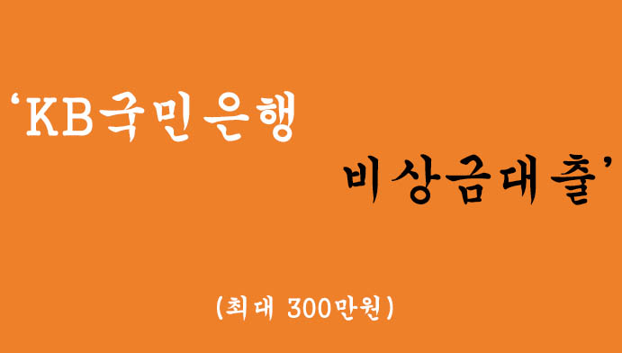 KB국민은행에서 운영하는 비상금대출 신청(최대 300만원, 마이너스통장)-무직자가능