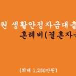 정부에서 지원하는 생활안정자금대출 혼례비(결혼자금)지원-최대 1,250만원