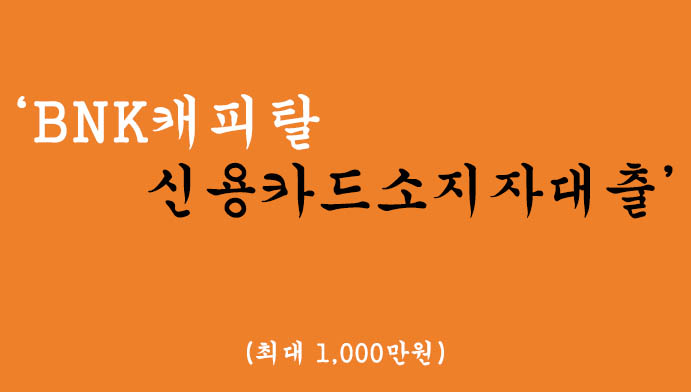 BNK캐피탈에서 시행하는 신용카드소지자대출 혜택 및 신청(최대 1000만원)