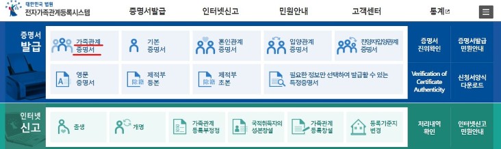 대한민국 법원 전자가족관계등록시스템