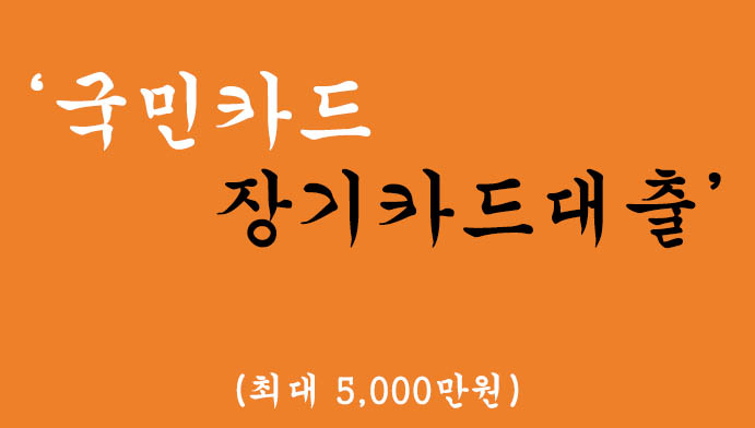 국민카드 장기카드대출 혜택 및 신청(최대 5,000만원)-저금리대출