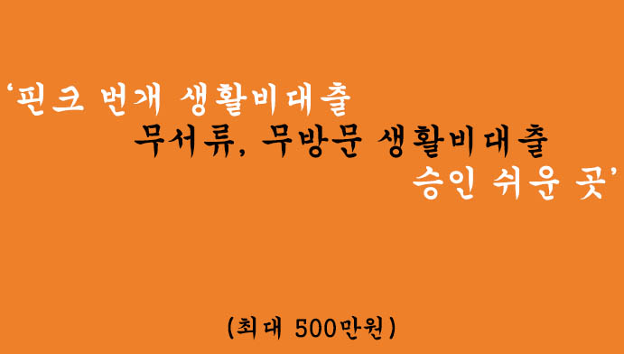 핀크 번개 생활비대출-무서류, 무방문 생활비대출 승인 쉬운 곳(최대 500만원)