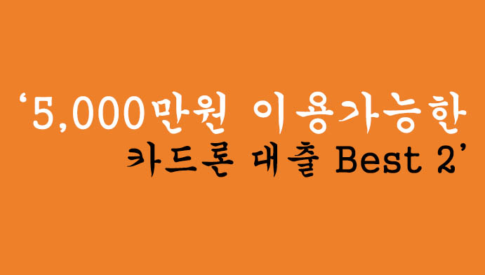 효율적으로 이용가능한 5,000만원 카드론 대출 Best 2