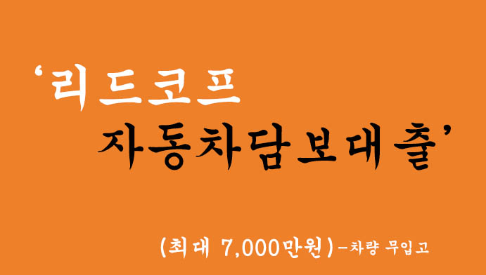 리드코프 자동차담보대출 혜택 및 신청(최대 7000만원)-차량 무입고