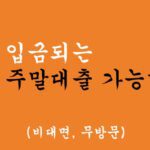 당일 입금되는 주말대출 가능한 곳(비대면, 무방문)