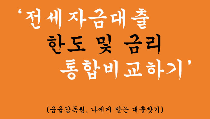 전세자금대출 한도 및 금리 통합비교하기(금융감독원, 나에게 맞는 대출찾기)