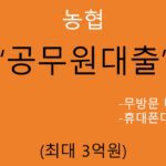 농협 공무원대출 혜택 및 신청(최대 3억원): 무방문 비대면, 휴대폰대출 가능