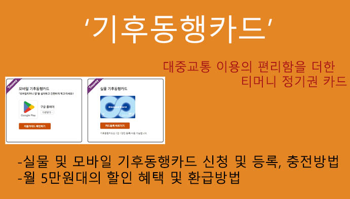 기후동행카드 실물 및 모바일 신청 및 등록, 충전방법:월 5만원 할인혜택 및 환급방법