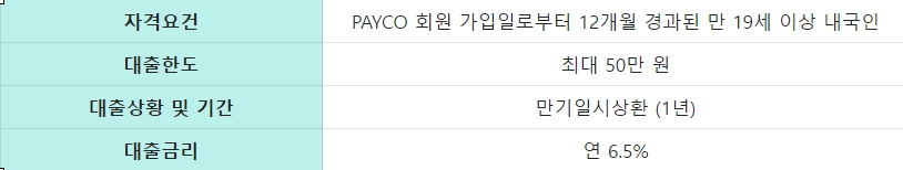 신한은행 페이코 소액대출 상품요약