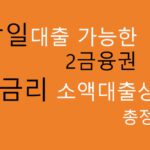 당일대출 가능한 2금융권 저금리 소액대출상품 총정리: 무직자 가능