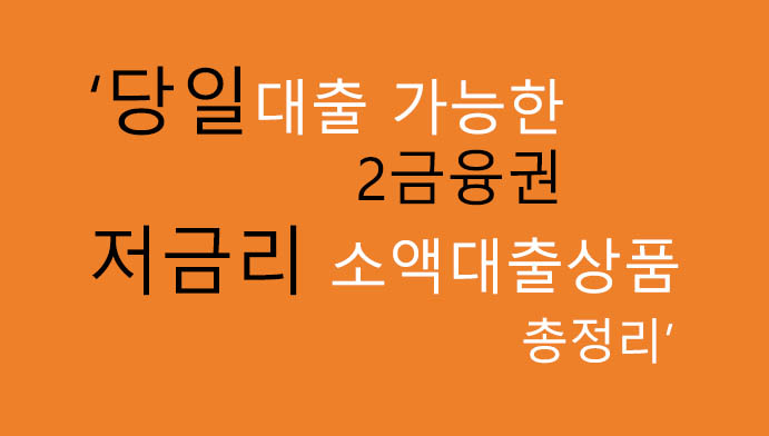 당일대출 가능한 2금융권 저금리 소액대출상품 총정리: 무직자 가능