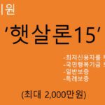 햇살론15 대출 자격요건 및 신청방법(최대 2000만원): 최저신용자 정부지원 금융상품, 국민행복기금