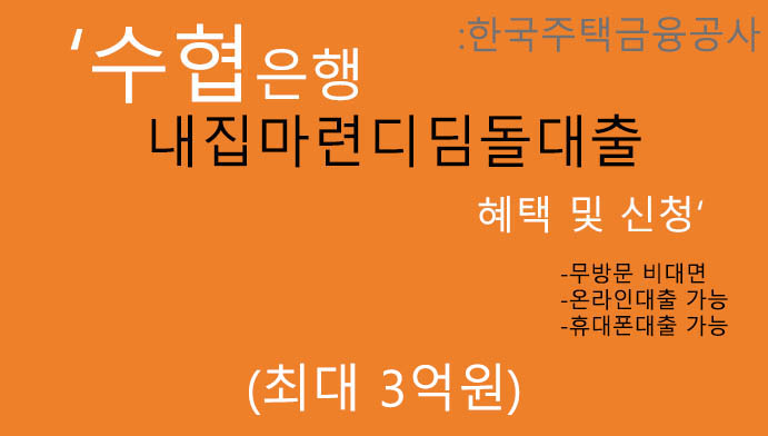 수협은행 내집마련디딤돌대출(한국주택금융공사): 최대 3억원,온라인대출,무방문 비대면