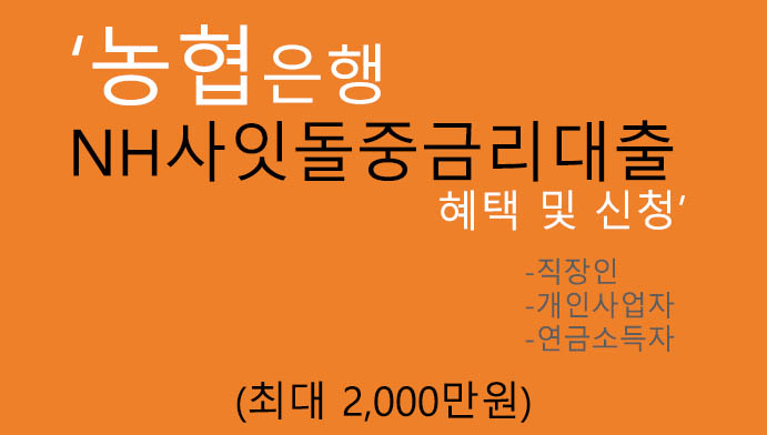농협은행 NH사잇돌중금리대출 혜택 및 신청(최대 3000만원):직장인,개인사업자,연금소득자 지원