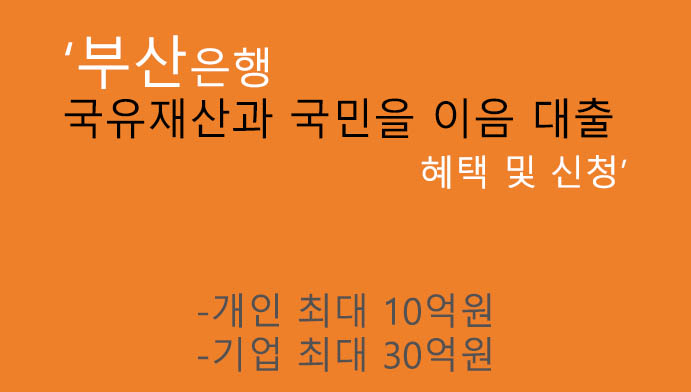 부산은행 국유재산과 국민을 이음 대출 혜택 및 신청(최대 30억원): 개인 및 기업 공통상품