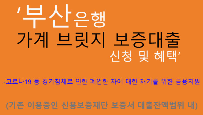 부산은행 가계 브릿지 보증대출 신청 및 혜택: 코로나19, 경기침체로 인해 폐업한분 지원상품