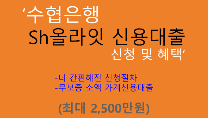 수협은행 Sh올라잇 신용대출 신청 및 혜택(최대 2500만원): 무보증 신용대출