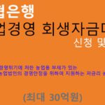 농협은행 농업경영 회생자금대출 신청 및 혜택(최대 30억원): 농업인, 농업법인, 개인사업자 저금리상품
