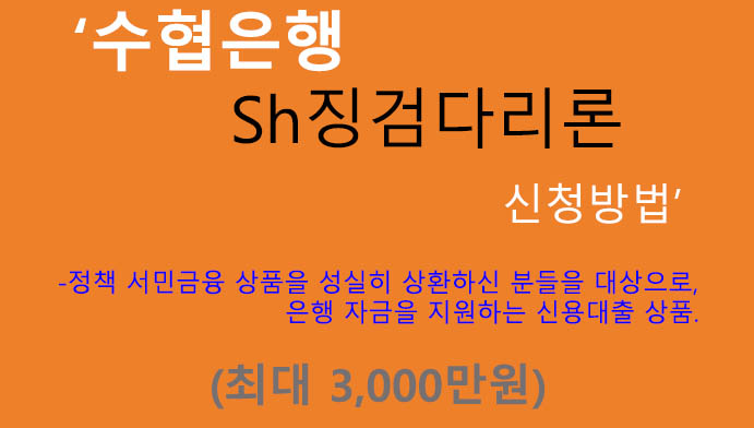 수협은행 Sh징검다리론 신청방법(최대 3000만원): 정책 서민금융 성실상환자 추천신용대출
