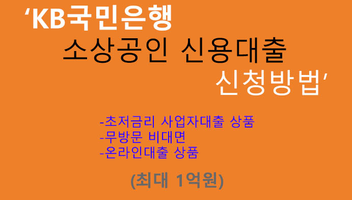 KB국민은행 소상공인 신용대출 신청방법(최대 1억원): 초저금리 사업자대출