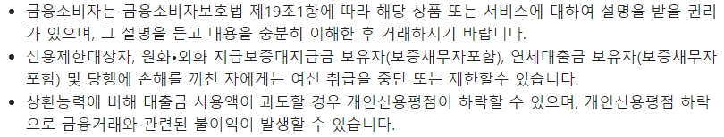 수협은행 My편의점대출시 유의사항