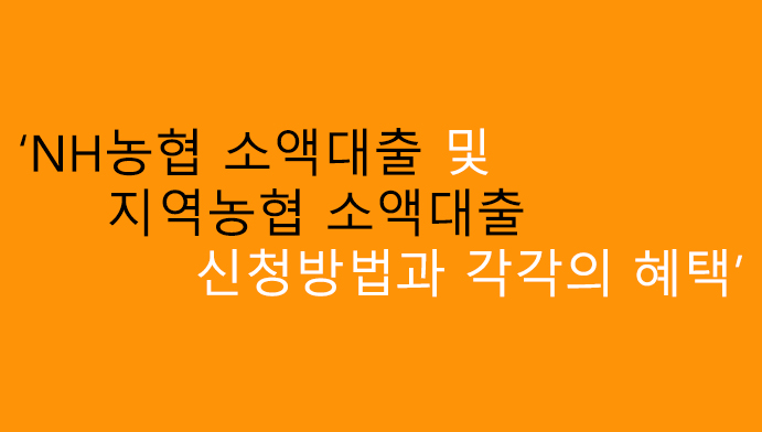 NH농협 소액대출 및 지역농협 소액대출 신청방법과 각각의 혜택