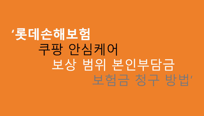 롯데손해보험 쿠팡 안심케어 보상 범위 본인부담금 보험금 청구 방법