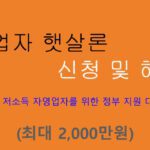 사업자 햇살론 신청 및 혜택(최대 2000만원): 저소득, 저신용