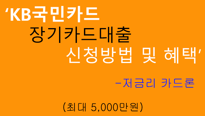 KB국민카드 장기카드대출 신청방법 및 혜택(최대 5000만원): 저금리 카드론