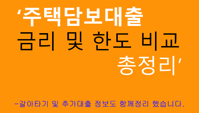 주택담보대출 금리 및 한도 비교 총정리