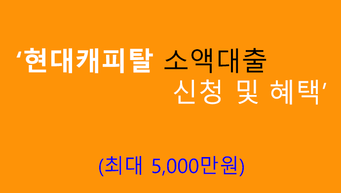 현대캐피탈 소액대출 신청 및 혜택(최대 5000만원)