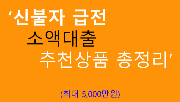 신불자 급전 소액대출: 최대 5000만원 총정리
