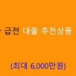 연체자 급전 대출 추천상품 총정리: 최대 6000만원