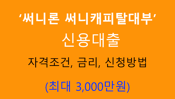 써니론 써니캐피탈대부 신용대출 자격조건, 금리: 최대 3000만원