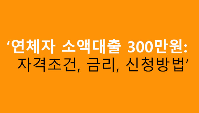 연체자 소액대출 300만원: 자격조건, 금리, 신청방법