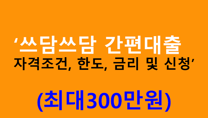 쓰담쓰담 간편대출 자격조건, 한도, 금리 및 신청