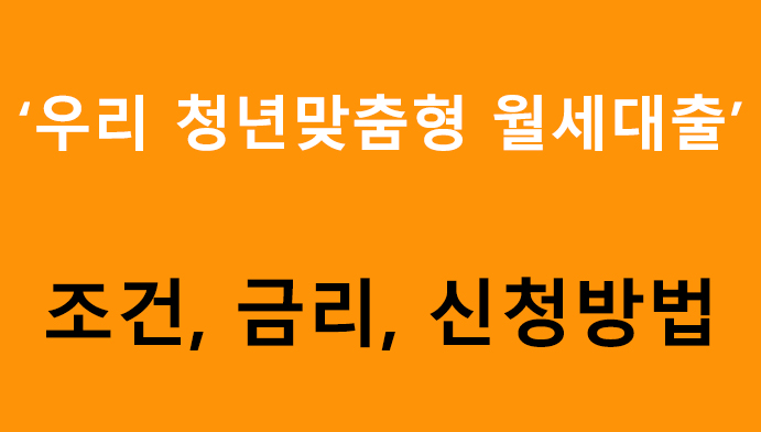 우리 청년맞춤형 월세대출 조건, 금리, 신청방법