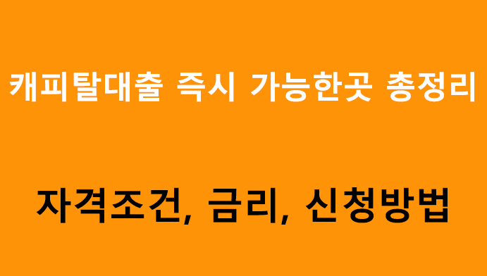 캐피탈대출 즉시 가능한곳 총정리: 무직자 가능