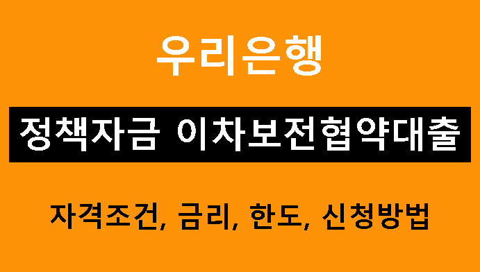 우리은행 정책자금 이차보전협약대출 조건, 금리, 한도, 신청방법