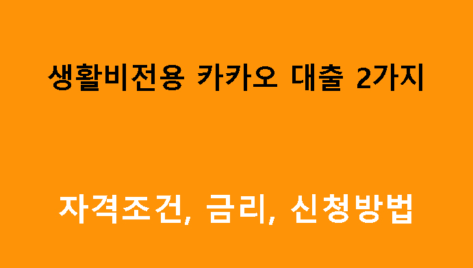 생활비전용 카카오 대출 2가지: 조건, 금리, 신청방법