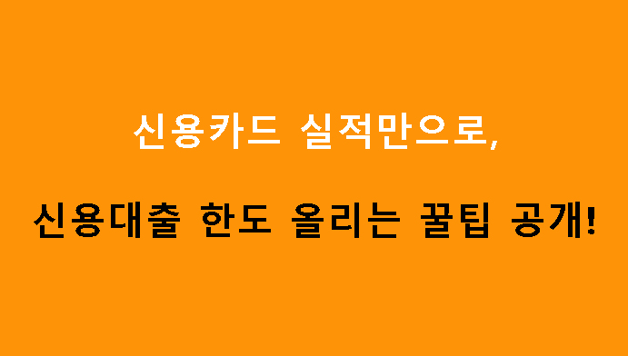 신용카드 실적만으로 신용대출 한도 올리는 꿀팁 공개!