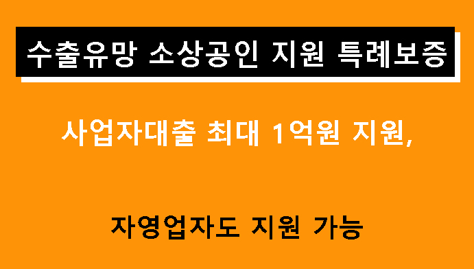 수출유망 소상공인 지원 특례보증 사업자대출 최대 1억원 지원, 자영업자도 지원 가능