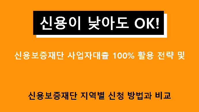 신용이 낮아도 OK! 신용보증재단 사업자대출 100% 활용 전략 및 신용보증재단 지역별 신청 방법과 비교