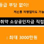 신용등급 부담 없이! 저신용 자영업자도 가능한 신용취약 소상공인자금 직접대출 안내: 최대 3000만원