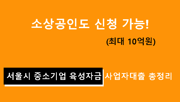 소상공인도 신청 가능! 서울시 중소기업 육성자금 사업자대출 총정리: 최대 10억원